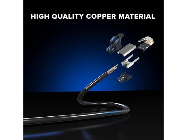 Maximm Cat6 Male to Female Ethernet Extension Cord, 3 Feet (0.9 Meters), Black, 2 Pack Oxygen-Free Pure Copper Conductors, Transparent RJ45...