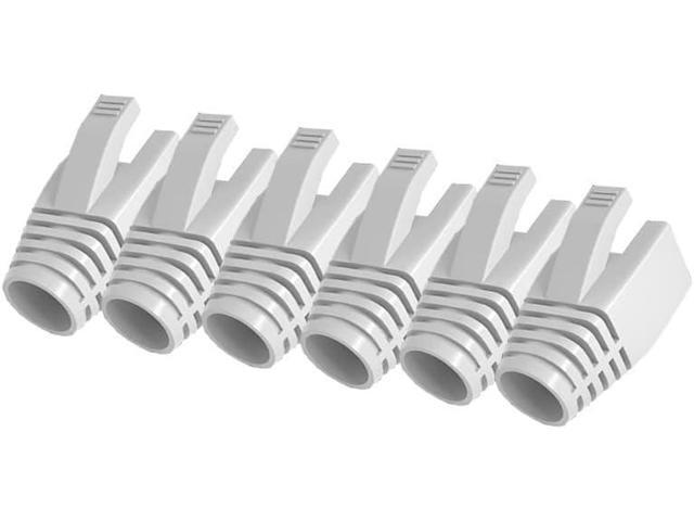 50 Pcs Cat6A Cat7 Cat8 Strain Relief Boot, RJ45 Plug Connector Cover Modular Network Plug Connector Cap Cable Connector Boots, White