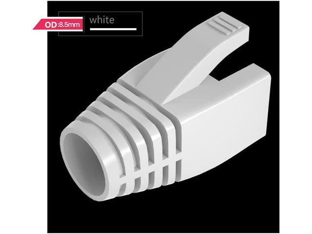 50 Pcs Cat6A Cat7 Cat8 Strain Relief Boot, RJ45 Plug Connector Cover Modular Network Plug Connector Cap Cable Connector Boots, White