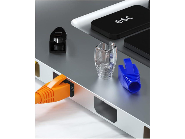 50 Pcs Cat6A Cat7 Cat8 Strain Relief Boot, RJ45 Plug Connector Cover Modular Network Plug Connector Cap Cable Connector Boots, White