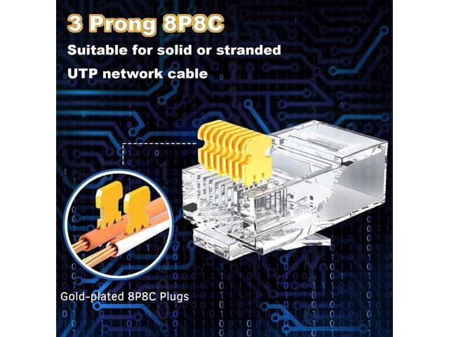 CableGeeker RJ45 Pass Through Connector, 110-Pack Cat6 RJ45 Connectors Ends, 8P8C UTP Network Modular Plug for Solid or Stranded UTP Ethernet Cable