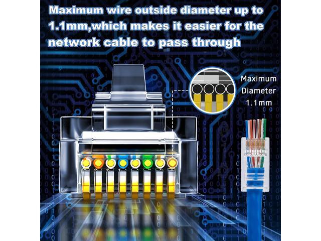 CableGeeker RJ45 Pass Through Connector, 110-Pack Cat6 RJ45 Connectors Ends, 8P8C UTP Network Modular Plug for Solid or Stranded UTP Ethernet Cable