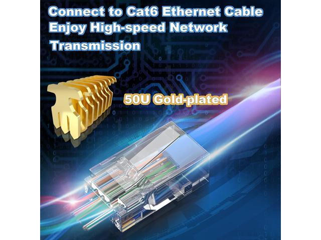 CableGeeker RJ45 Pass Through Connector, 110-Pack Cat6 RJ45 Connectors Ends, 8P8C UTP Network Modular Plug for Solid or Stranded UTP Ethernet Cable