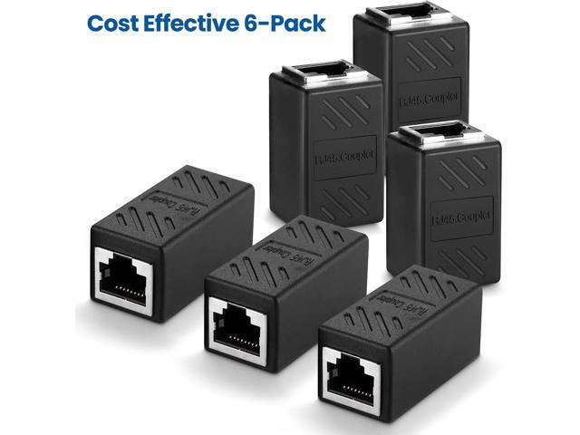 6 Pack RJ45 Cat6 Coupler - Ethernet Extender & Adapter Female to Female, Compatible with Cat5e, Cat5 & Cat7 Ethernet Cables