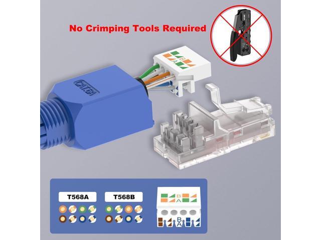VCELINK RJ45 Connector Tool-Free, CAT6A Field Termination Plug, Gold Plated Modular Plug, UTP CAT6A Connector Toolless for 23 to 26 AWG Network...