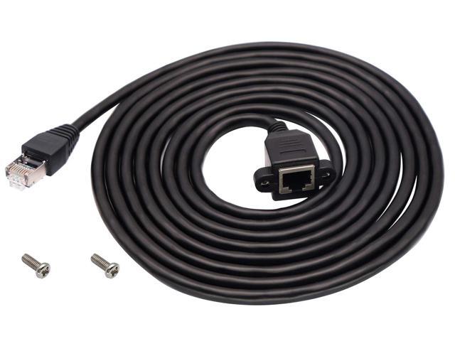 RJ45 Ethernet Cable Cat 6 Female to Male Shielded Ethernet Network Connector Screw Panel Mount Extension Cable for Router, Modem (3M/10ft)
