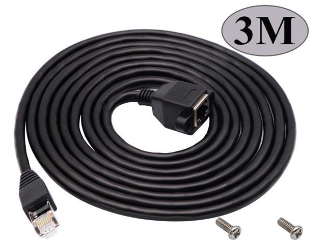 RJ45 Ethernet Cable Cat 6 Female to Male Shielded Ethernet Network Connector Screw Panel Mount Extension Cable for Router, Modem (3M/10ft)