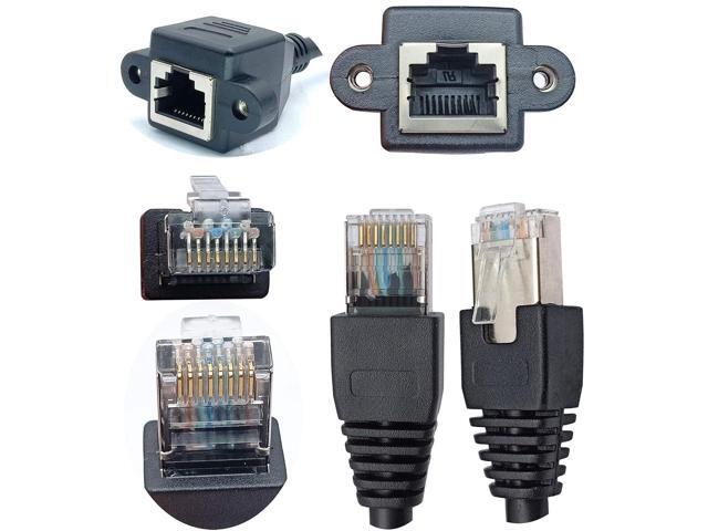 RJ45 Ethernet Cable Cat 6 Female to Male Shielded Ethernet Network Connector Screw Panel Mount Extension Cable for Router, Modem (3M/10ft)