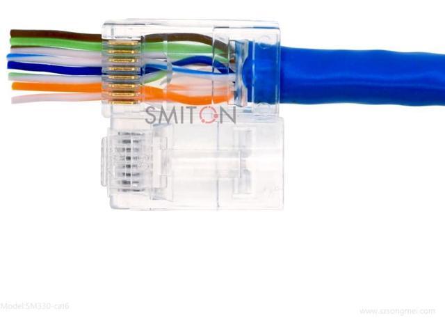RJ45 Cat6 Pass Through Connectors End Pass Through 8P8C UTP Ethernet Network Plug(100Pack)