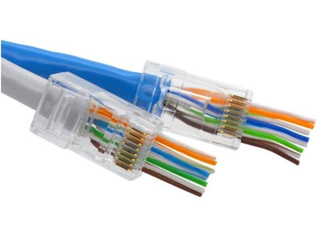 RJ45 Cat6 Pass Through Connectors End Pass Through 8P8C UTP Ethernet Network Plug(100Pack)