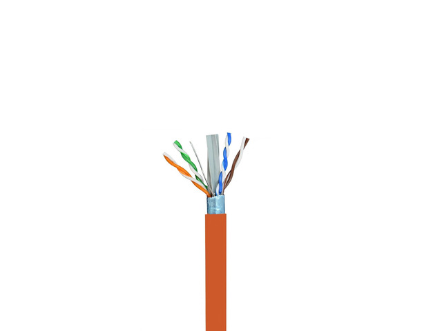 Elite Cat6 Shielded Riser (CMR), 1000ft, F/UTP 23AWG, Solid Bare Copper, 550MHz, UL Certified, UL-LP Certification, Bulk Ethernet Cable Reel, Orange