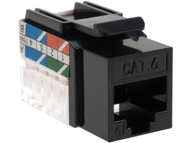 Cat6 45° Angled Keystone Ethernet Wall Jack Punch Down UTP 45-Degree (Easier Termination Than 90-Degree), RJ45 Slim Profile Speed Termination Black...