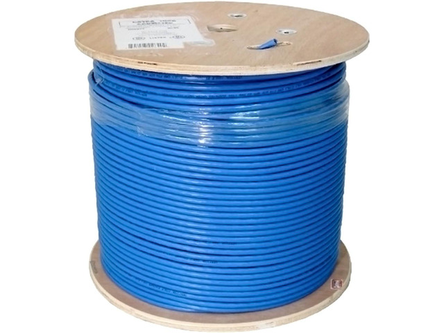 Vertical Cable Cat6A 10G, UTP, 23AWG, Solid Bare Copper, PVC, 1000ft Bulk Ethernet Cable, Blue