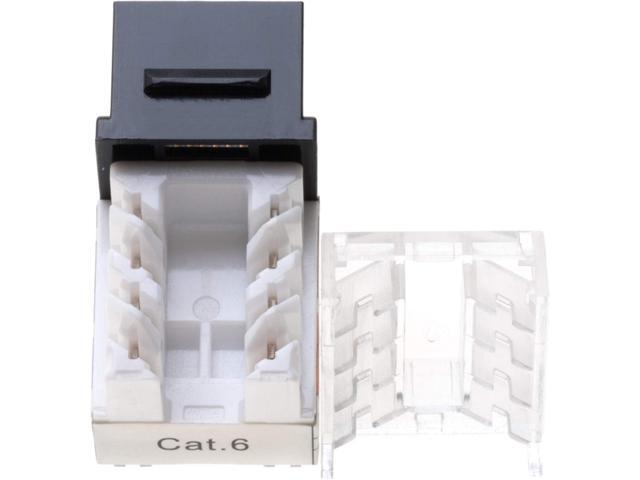 Cat6 45° Angled Keystone Ethernet Wall Jack Punch Down UTP 45-Degree (Easier Termination Than 90-Degree), RJ45 Slim Profile Speed Termination Black...