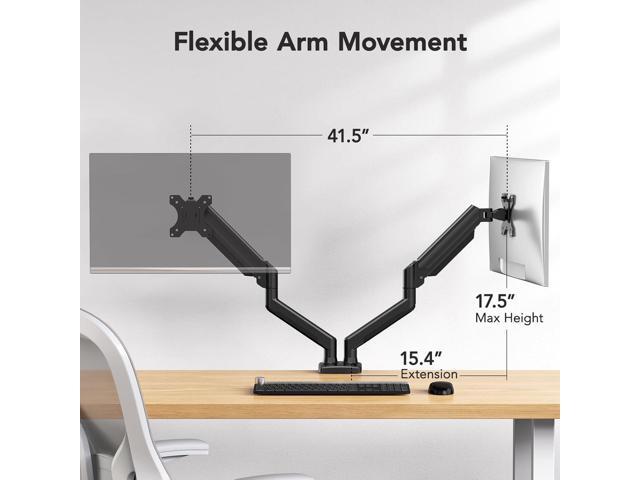 HUANUO Dual Monitor Mount for 2 Monitors up to 32 inches, Each Arm Holds Max 22lbs, Dual Monitor Stand with Gas Spring System,...