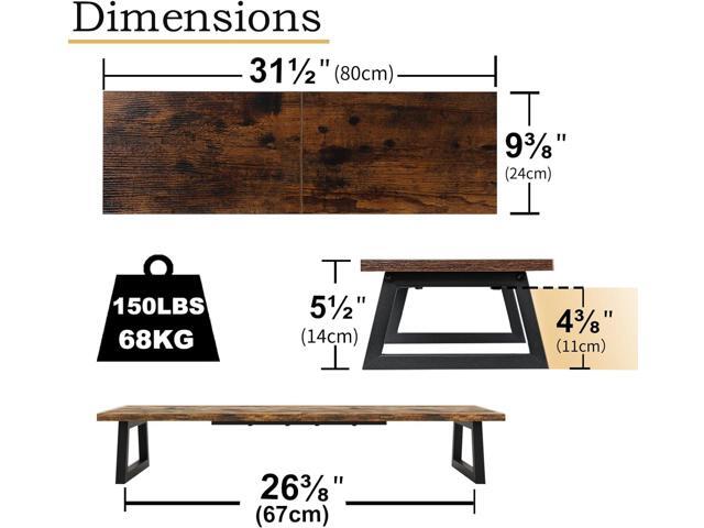 TEAMIX 31.5 inch Dual Monitor Riser for 2 Monitors, Long Monitor Stand Riser TV Stand Riser Monitor Stand for Desk Wood & Steel Desktop Riser Desk...