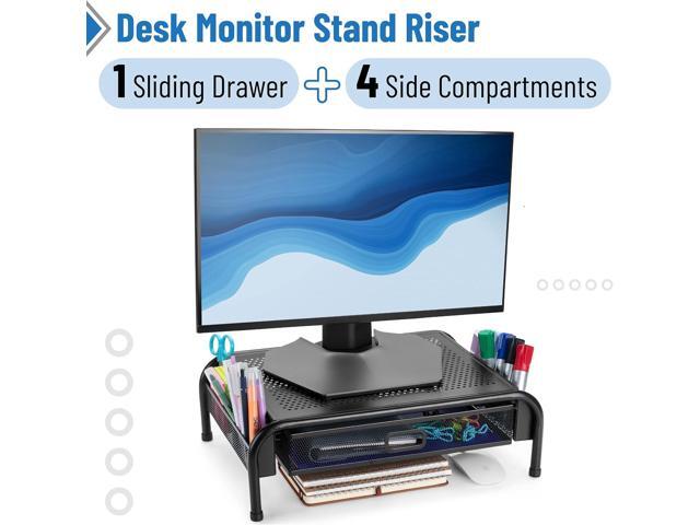 Mr. Pen- Metal Mesh Monitor Stand with Drawer, Computer Monitor Stand for Desk, with Storage, Monitor Riser with Storage, Desktop Monitor Stand