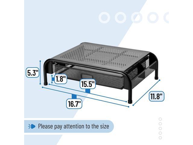 Mr. Pen- Metal Mesh Monitor Stand with Drawer, Computer Monitor Stand for Desk, with Storage, Monitor Riser with Storage, Desktop Monitor Stand
