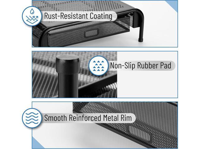 Mr. Pen- Metal Mesh Monitor Stand with Drawer, Computer Monitor Stand for Desk, with Storage, Monitor Riser with Storage, Desktop Monitor Stand