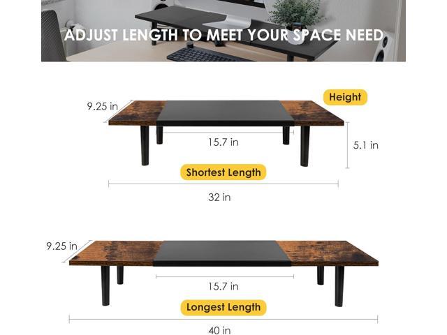 Dual-Monitor-Stand-Riser-For-Desk Adjustable Length 32-40 Inch, Large Desktop Computer Monitor Riser For 2 Screens, Desk Shelf Organizer Riser...
