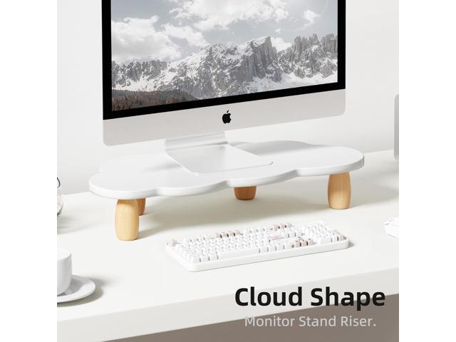 Monitor Stand Riser, Cloud-Shaped Sturdy Wood Computer Monitor Riser, Laptop Monitor Stand, Multi-Purpose Desktop Organizer Riser for Computer,...