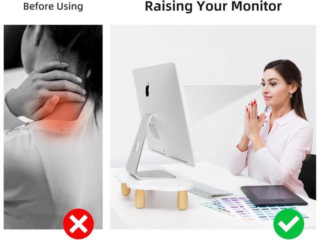 Monitor Stand Riser, Cloud-Shaped Sturdy Wood Computer Monitor Riser, Laptop Monitor Stand, Multi-Purpose Desktop Organizer Riser for Computer,...