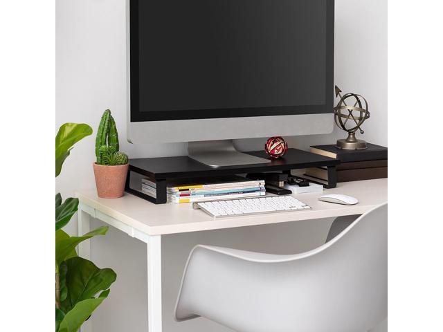 IRIS USA 1-Tier Multi-Purpose Modern PC Monitor Organizer Stand with Metal Legs, Ergonomic Desktop and Countertop Riser for Computer Laptop TV...