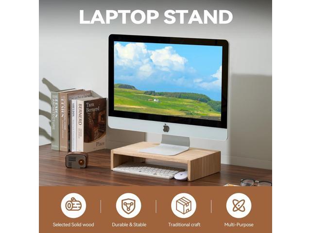 KIRIGEN Monitor Stand Wooden -Desk Stand Wood for Computer/Laptop/TV Printer - Monitor Arms & Stands Desk Riser for Office Organizers - Desktop...