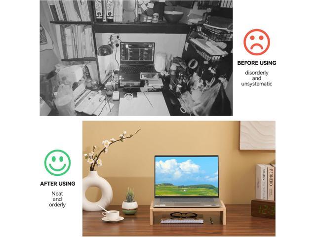 KIRIGEN Monitor Stand Wooden -Desk Stand Wood for Computer/Laptop/TV Printer - Monitor Arms & Stands Desk Riser for Office Organizers - Desktop...