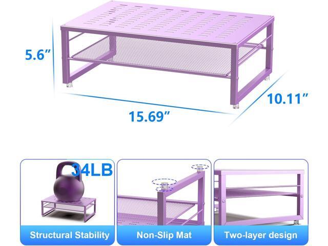 gianotter 2-Tier Metal Monitor Stand Riser, Office Desk Storage Organizer for Computer Monitor, Laptop, Printer, Office Supplies (Purple)