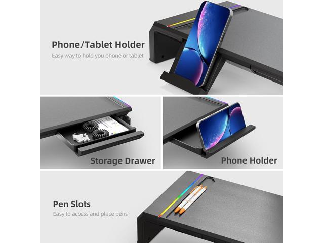 Monitor Stand for Desk, Gaming Monitor Riser with RGB Light, Foldable Computer Monitor Stand Riser, Desk Organizers and Accessories for Desktop,...