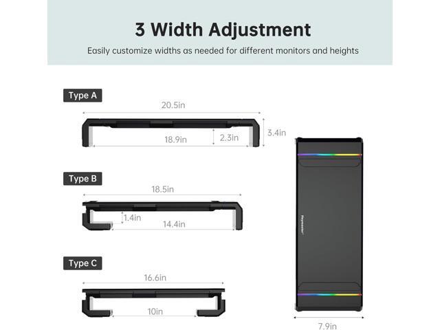 Monitor Stand for Desk, Gaming Monitor Riser with RGB Light, Foldable Computer Monitor Stand Riser, Desk Organizers and Accessories for Desktop,...