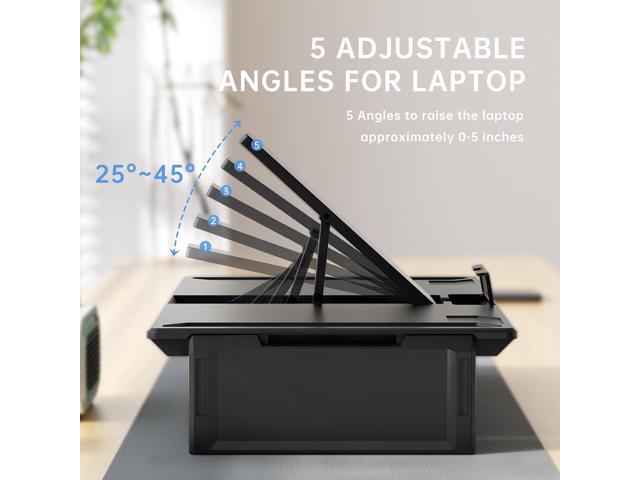 Monitor Stand for Desk, 2-IN-1 Foldable Laptop Stand, Computer Monitor Stand Riser, Desk Organizers and Accessories for Desktop, Laptop (Black)
