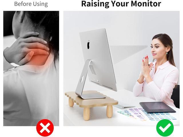 Monitor Stand Riser, Cookie-Shaped Sturdy Wood Computer Monitor Riser, Laptop Monitor Stand, Multi-Purpose Desktop Organizer Riser for Computer,...