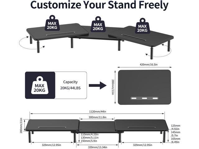 suptek Dual Monitor Stand Riser, Laptop Computer Monitor Stand Riser for 2 Monitors,44 lbs,Metal Desktop Organizer Stand PC Riser for PC Monitor...