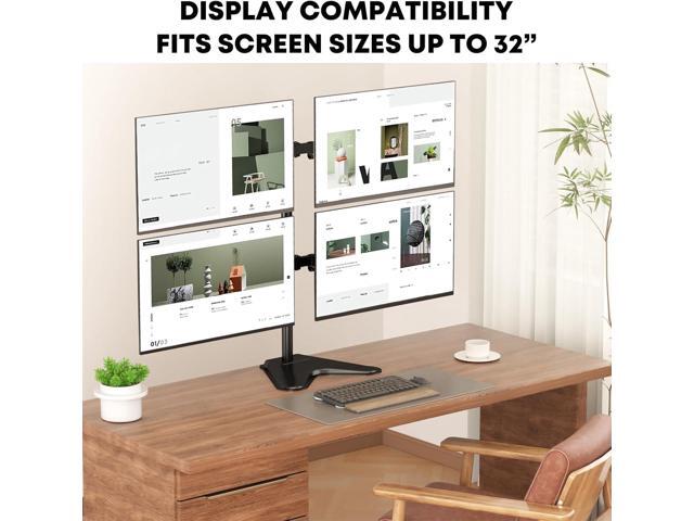 PUTORSEN Quad Monitor Stand, 4 Monitor Mount for 13 to 32 inch Screens, Holds up to 19.8lbs Each, Fully Adjustable, Black