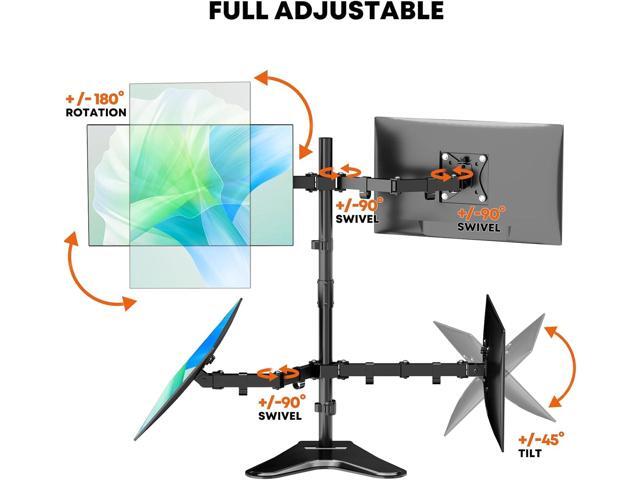 Quad Monitor Stand, 4 monitor Mount for 17 to 32 inch Computer Screens,Hold up to 19.8lbs Each,Fully Adjustable Stacked 4 monitor desk Mount,Black