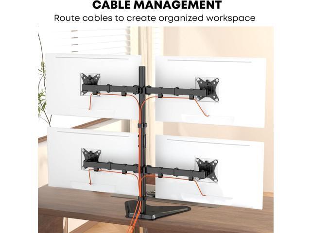 Quad Monitor Stand, 4 monitor Mount for 17 to 32 inch Computer Screens,Hold up to 19.8lbs Each,Fully Adjustable Stacked 4 monitor desk Mount,Black