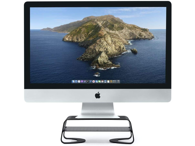 Twelve South Curve Riser Monitor Stand Ergonomic Desktop Stand with Storage Shelf for iMac and Displays, Matte Black