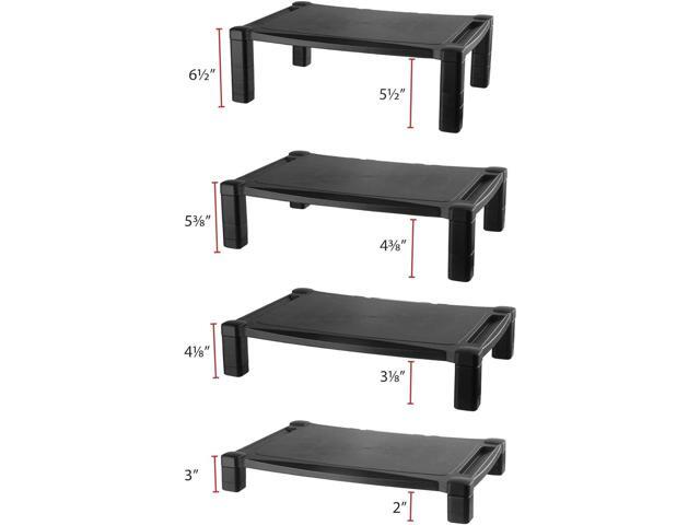 Kantek Extra Wide Single Level Height-Adjustable Monitor/Laptop Stand, 20-Inch Wide x 13.25-Inch Deep x 3 to 6.5-Inch High, Black (MS500)