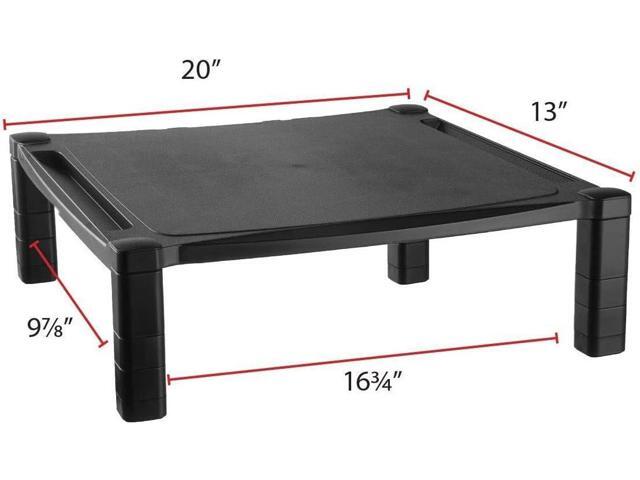 Kantek Extra Wide Single Level Height-Adjustable Monitor/Laptop Stand, 20-Inch Wide x 13.25-Inch Deep x 3 to 6.5-Inch High, Black (MS500)