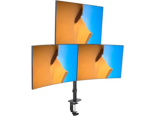 Pholiten Triple Monitor Stand,13 to 27 inch LCD Monitor Desk Mount,Extra Tall 31.5 inch Pole Heavy Duty Fully Adjustable Stand Mount