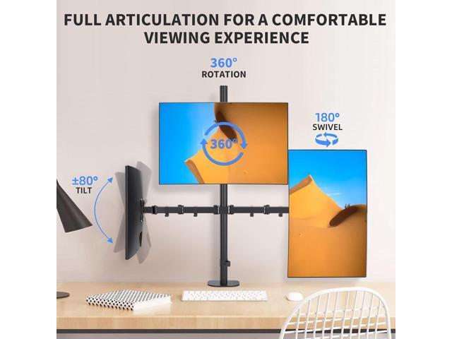 Pholiten Triple Monitor Stand,13 to 27 inch LCD Monitor Desk Mount,Extra Tall 31.5 inch Pole Heavy Duty Fully Adjustable Stand Mount