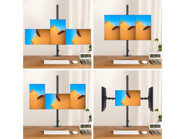 Pholiten Triple Monitor Stand,13 to 27 inch LCD Monitor Desk Mount,Extra Tall 31.5 inch Pole Heavy Duty Fully Adjustable Stand Mount