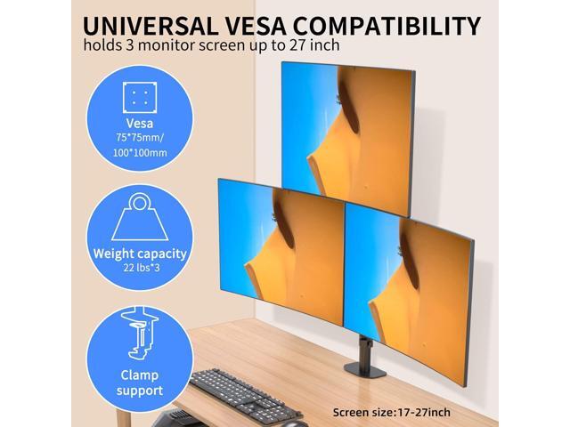Pholiten Triple Monitor Stand,13 to 27 inch LCD Monitor Desk Mount,Extra Tall 31.5 inch Pole Heavy Duty Fully Adjustable Stand Mount