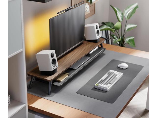 Fenge Dual Monitor Stand, Monitor Stands Riser for 2 Monitors, 42.5 Inch Wood Desk Shelf with Storage Organizer and Cable Management for Office...