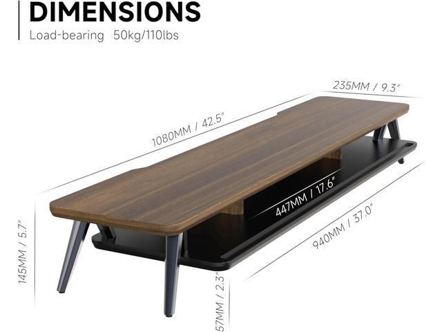 Fenge Dual Monitor Stand, Monitor Stands Riser for 2 Monitors, 42.5 Inch Wood Desk Shelf with Storage Organizer and Cable Management for Office...