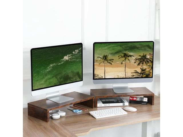 TEAMIX 2 Pack Monitor Stand Riser-20 inch, Wood Monitor Stand, Desktop Organizer TV/Screen/PC/Printer/Laptop Riser, Computer Stand with Keyboard...