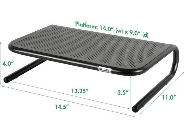 Allsop Metal Art Jr. Monitor Stand, 14-Inch wide platform holds 40 lbs with keyboard storage space - Pearl Black, 2 Pack