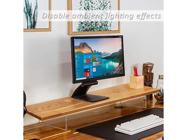 Monitor Stand Riser,Wood & Acrylic Computer Monitor Stand with LED Light,Desk Accessories Desktop Organizer Stand for Computer,Laptop,Printer,PC &...
